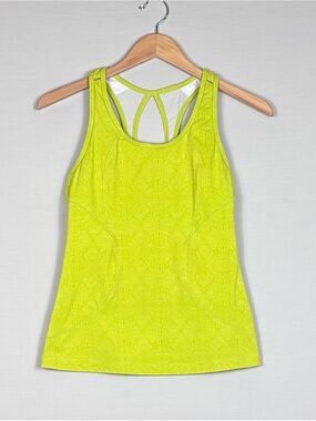 Athleta Neon Yellow Racerback Tank Top Built-In Bra Running Yoga Small